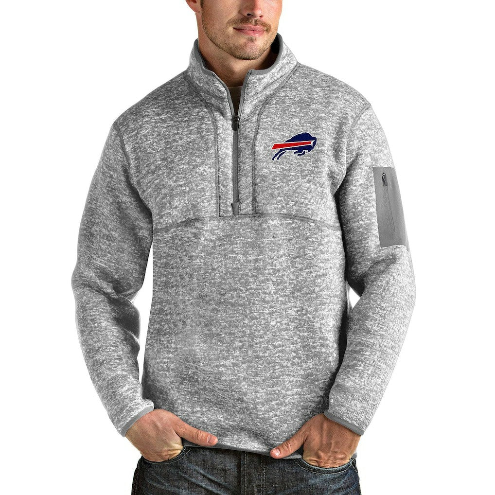 Buffalo Bills Antigua Team Logo Fortune Quarter-Zip Pullover Jacket - Heather Gray Pullover