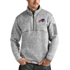 Buffalo Bills Antigua Team Logo Fortune Quarter-Zip Pullover Jacket - Heather Gray Pullover