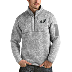 Philadelphia Eagles Antigua Team Logo Fortune Quarter-Zip Pullover Jacket - Heather Gray Pullover