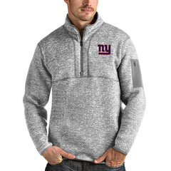 New York Giants Antigua Team Logo Fortune Quarter-Zip Pullover Jacket - Heather Gray Pullover