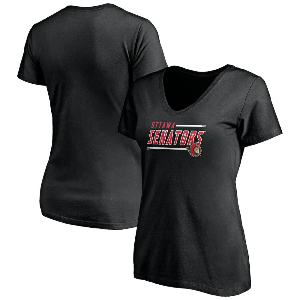 Ottawa Senators Fanatics Women's Plus Size Mascot In Bounds V-Neck T-Shirt - Black | US 4179091