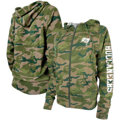 Tampa Bay Buccaneers New Era Women's Raglan Full-Zip Hoodie - Camo Hoodies