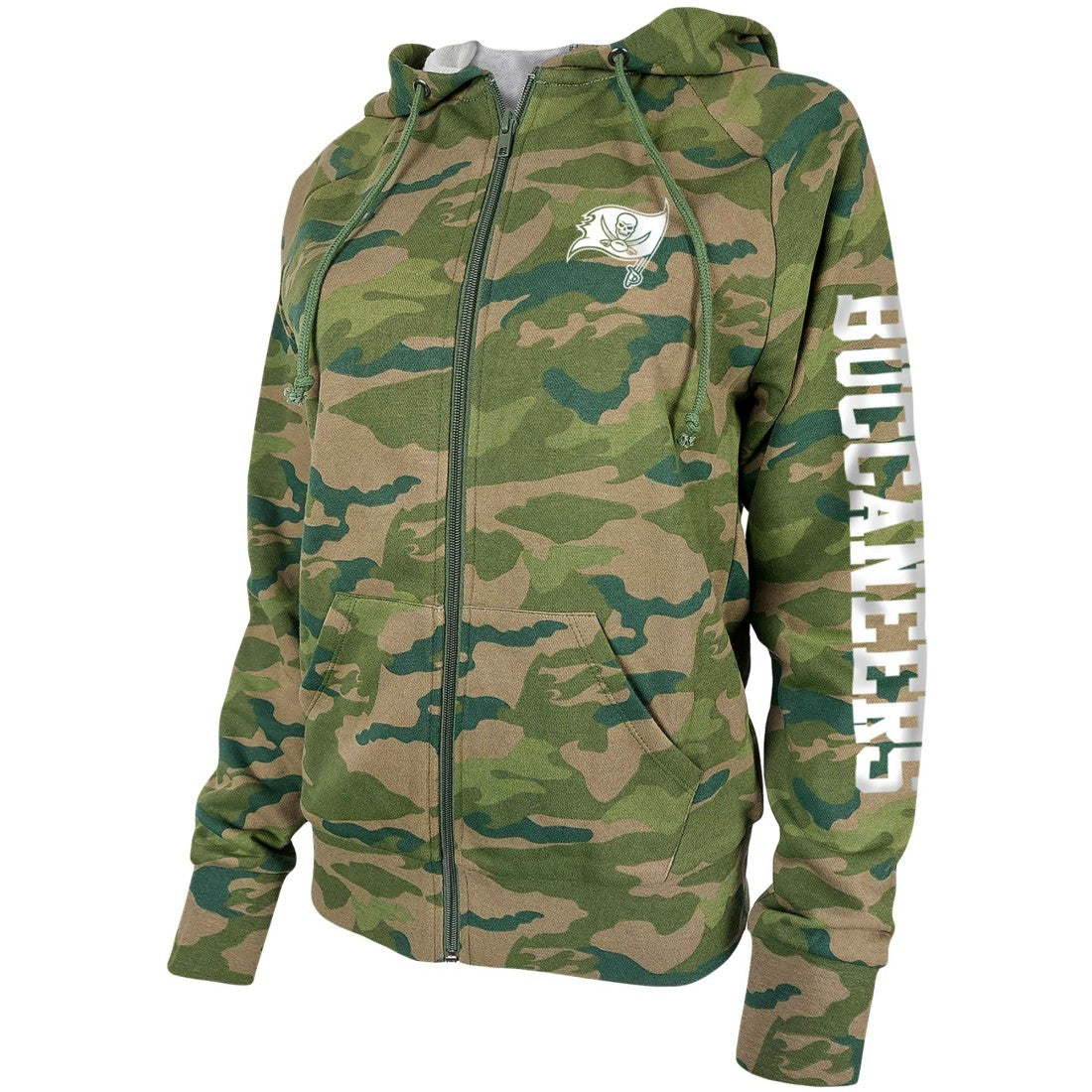 Tampa Bay Buccaneers New Era Women's Raglan Full-Zip Hoodie - Camo Hoodies