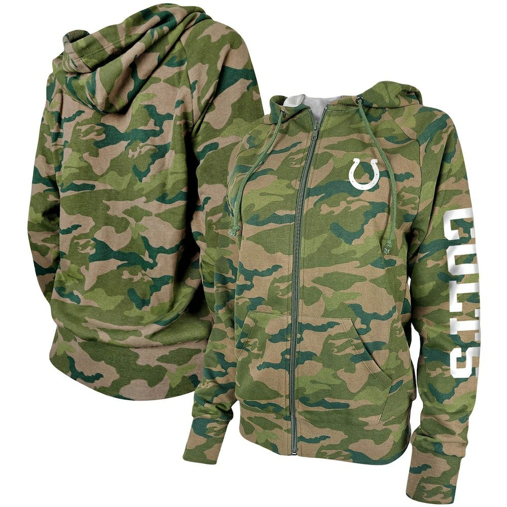 Indianapolis Colts New Era Women's Raglan Full-Zip Hoodie - Camo Hoodies