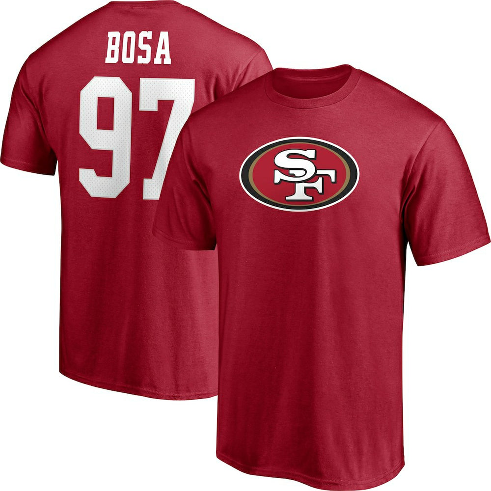 Nick Bosa San Francisco 49ers Player Icon Name & Number T-Shirt - Scarlet T-shirts