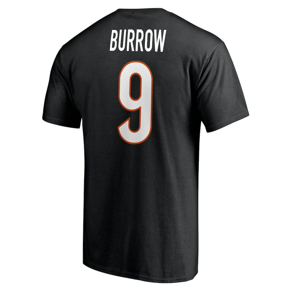 Joe Burrow Cincinnati Bengals Player Icon Name & Number T-Shirt - Black T-shirts