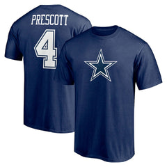 Dak Prescott Dallas Cowboys Player Icon Name & Number T-Shirt - Navy T-shirts