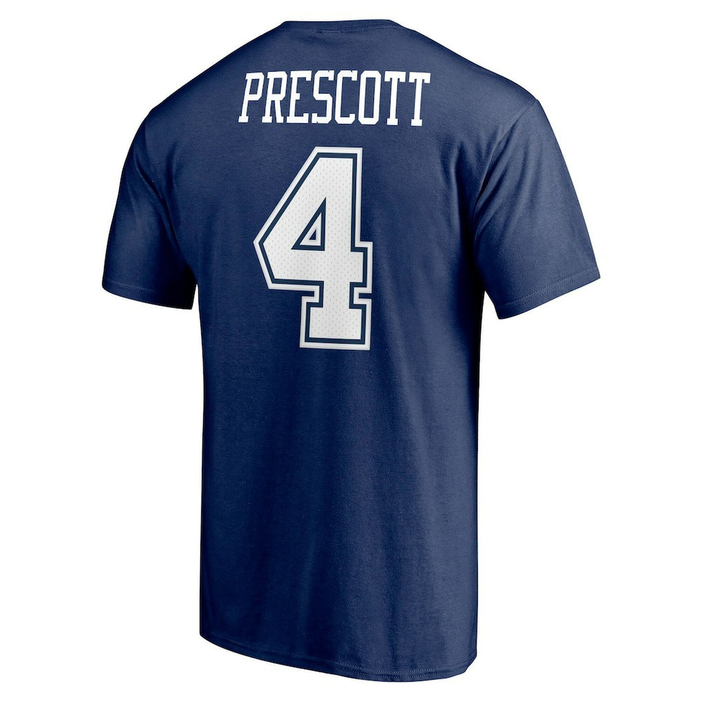Dak Prescott Dallas Cowboys Player Icon Name & Number T-Shirt - Navy T-shirts
