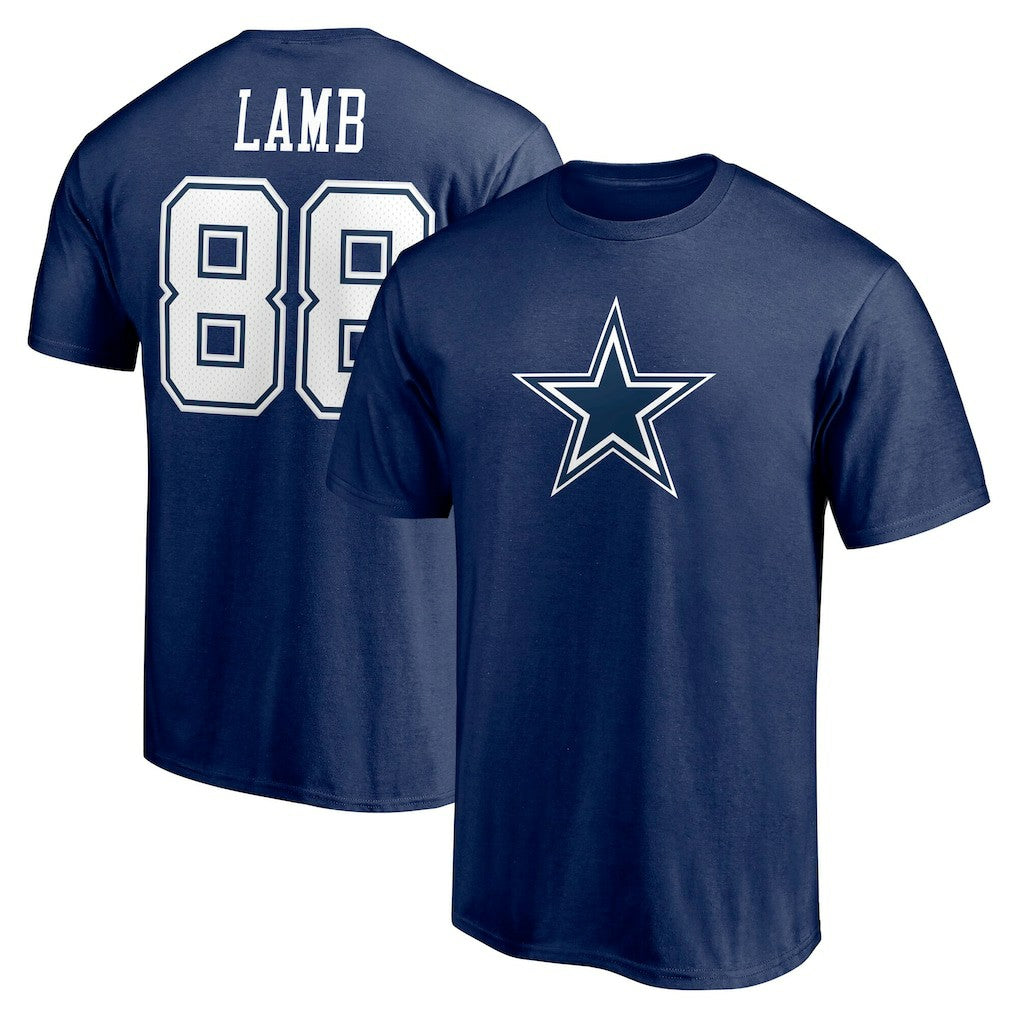 CeeDee Lamb Dallas Cowboys Player Icon Name & Number T-Shirt - Navy T-shirts