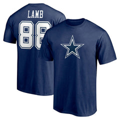 CeeDee Lamb Dallas Cowboys Player Icon Name & Number T-Shirt - Navy T-shirts
