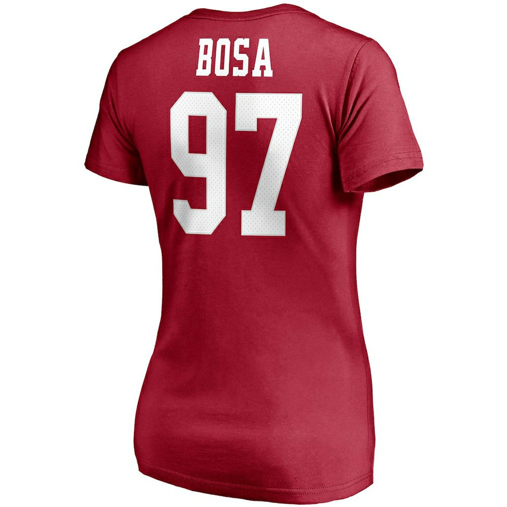 Nick Bosa San Francisco 49ers Women's Player Icon Name & Number V-Neck T-Shirt - Scarlet T-shirts