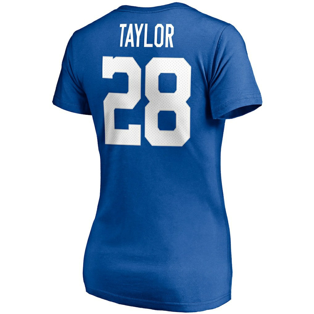 Jonathan Taylor Indianapolis Colts Women's Player Icon Name & Number V-Neck T-Shirt - Royal T-shirts