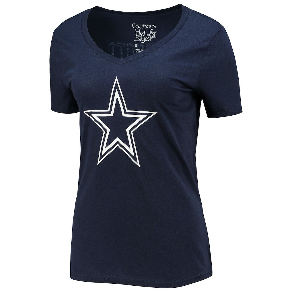 Dak Prescott Dallas Cowboys Women's Player Icon Name & Number V-Neck T-Shirt - Navy T-shirts