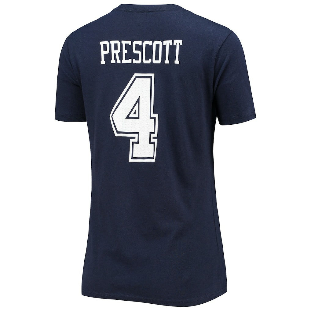 Dak Prescott Dallas Cowboys Women's Player Icon Name & Number V-Neck T-Shirt - Navy T-shirts