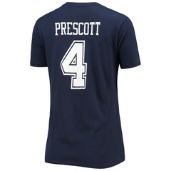 Dak Prescott Dallas Cowboys Women's Player Icon Name & Number V-Neck T-Shirt - Navy T-shirts