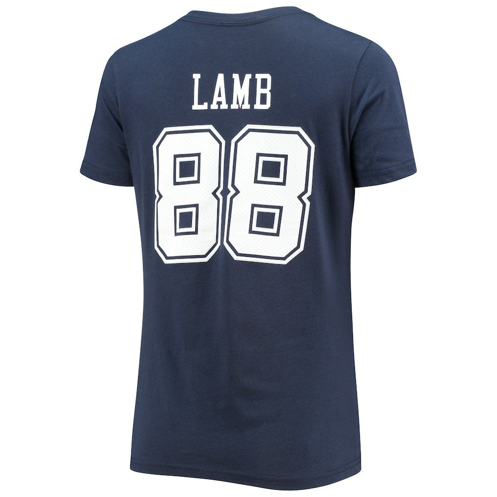 CeeDee Lamb Dallas Cowboys Women's Player Icon Name & Number V-Neck T-Shirt - Navy T-shirts