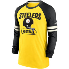 Pittsburgh Steelers Throwback Raglan Long Sleeve T-Shirt - Gold/Black T-shirts
