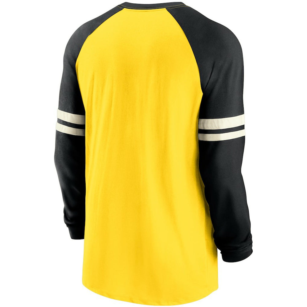 Pittsburgh Steelers Throwback Raglan Long Sleeve T-Shirt - Gold/Black T-shirts