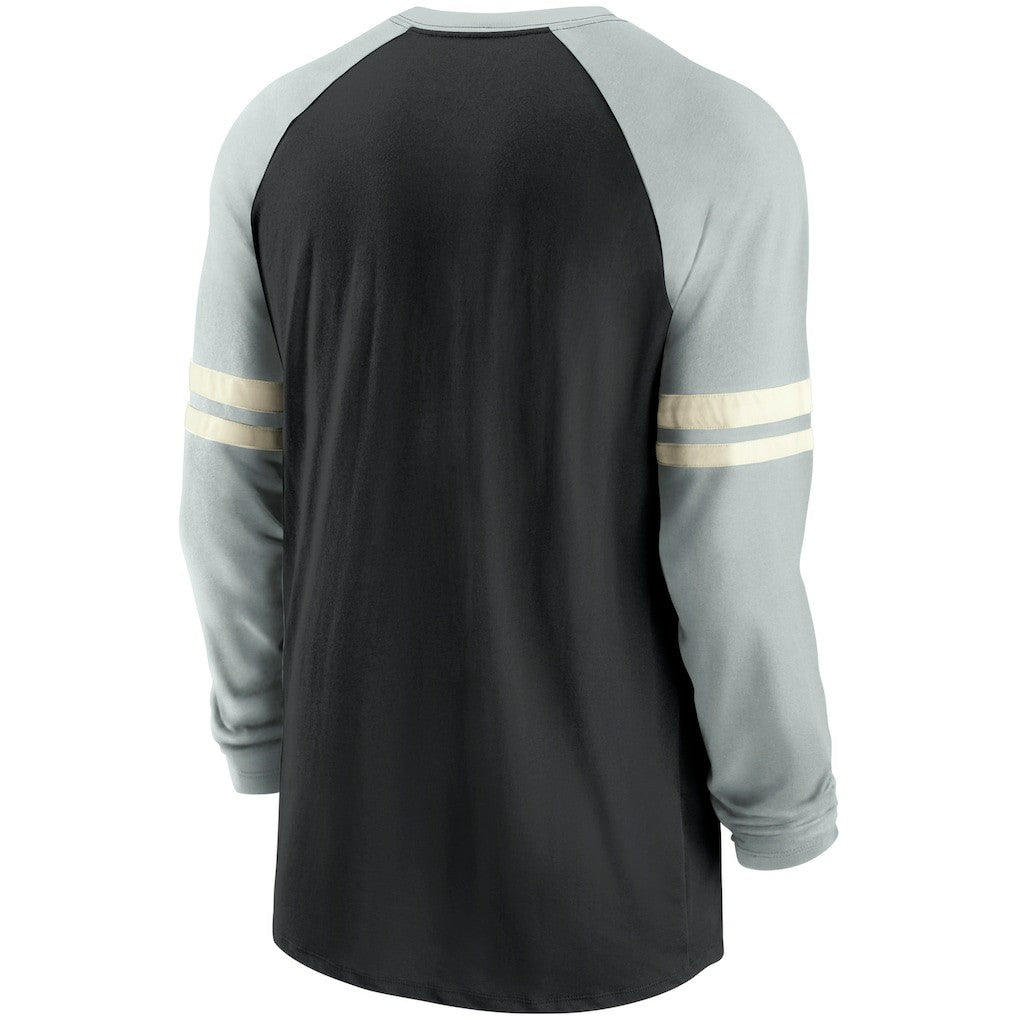 Las Vegas Raiders Throwback Raglan Long Sleeve T-Shirt - Black/Silver T-shirts