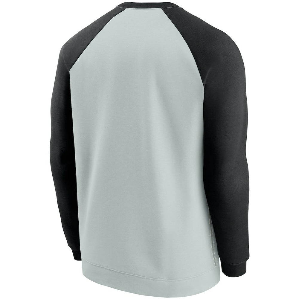 Las Vegas Raiders Historic Raglan Crew Performance Sweater - Silver/Black