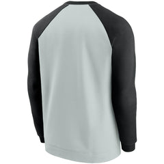 Las Vegas Raiders Historic Raglan Crew Performance Sweater - Silver/Black