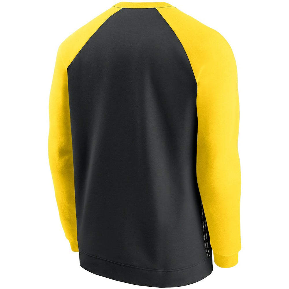Pittsburgh Steelers Historic Raglan Crew Performance Sweater - Black/Gold