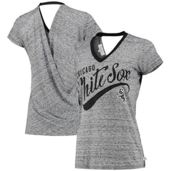 Chicago White Sox Touch Women's Hail Mary V-Neck Back Wrap T-Shirt - Black T-shirts