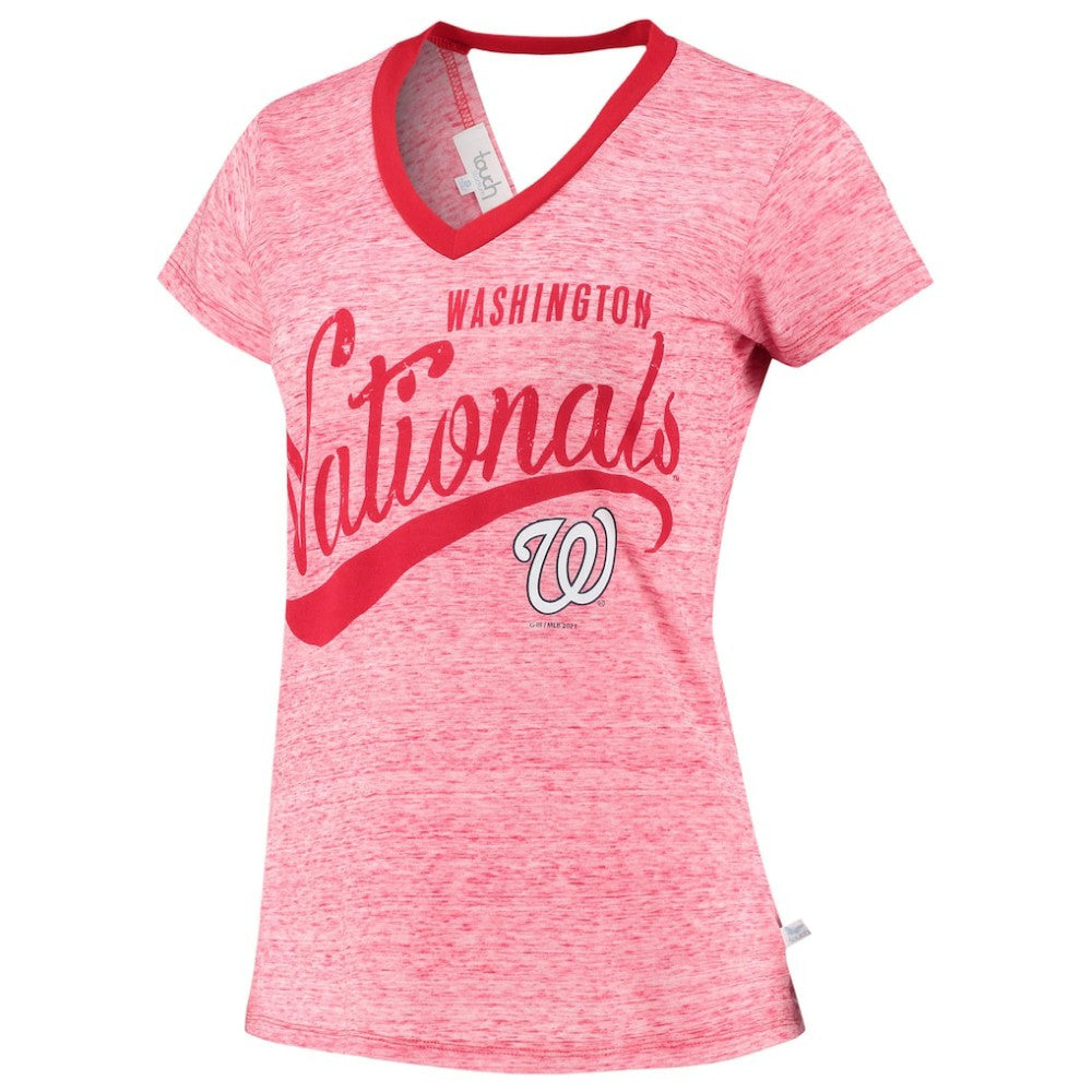Washington Nationals Touch Women's Hail Mary V-Neck Back Wrap T-Shirt - Red T-shirts