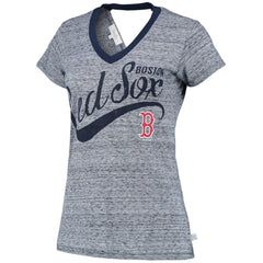Boston Red Sox Touch Women's Hail Mary V-Neck Back Wrap T-Shirt - Navy T-shirts