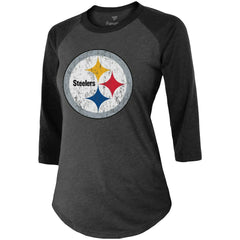 Chase Claypool Pittsburgh Steelers Women's Team Player Name & Number Tri-Blend Raglan 3/4-Sleeve T-Shirt - Black T-shirts