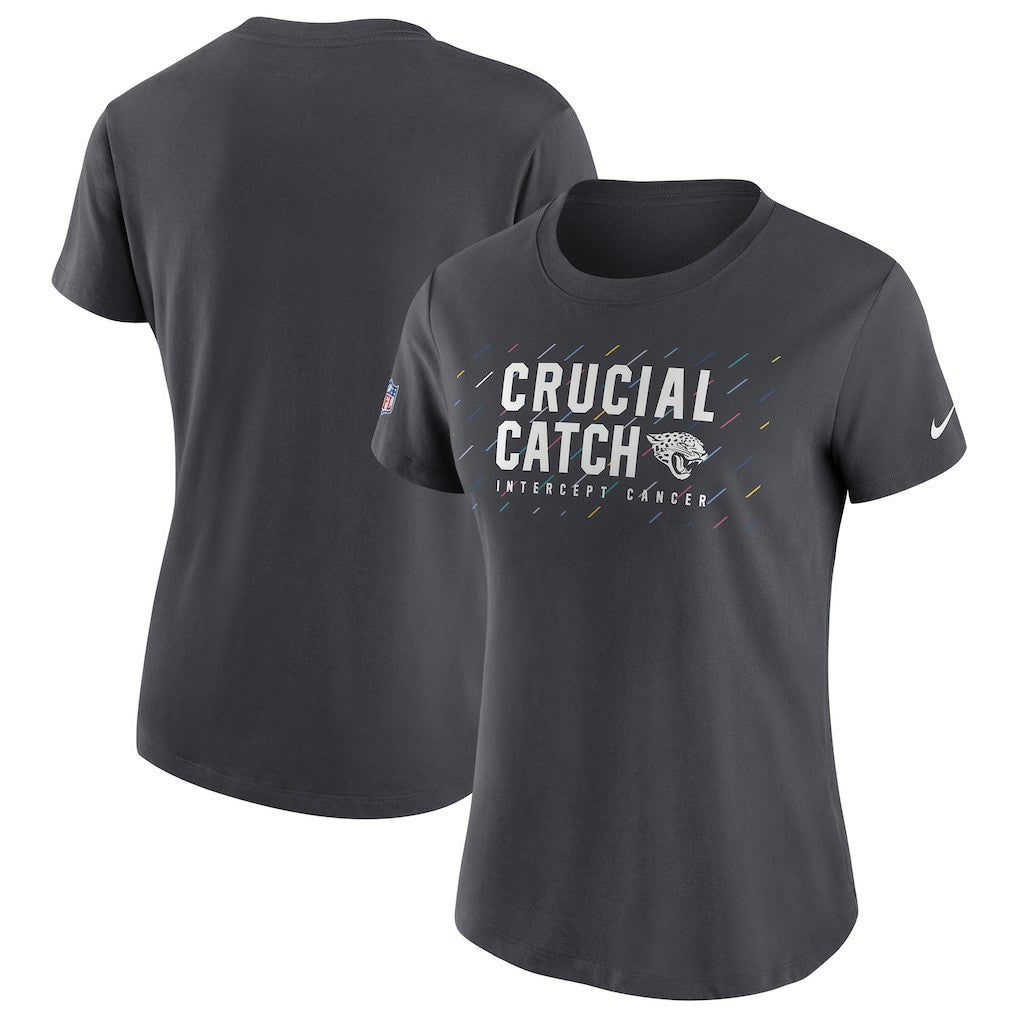 Jacksonville Jaguars Women's NFL Crucial Catch Performance T-Shirt - Anthracite T-shirts