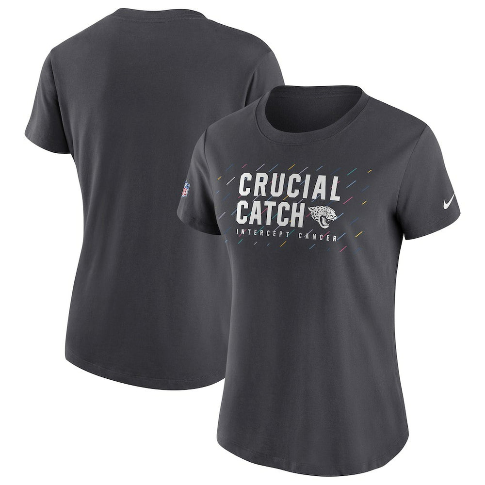 Jacksonville Jaguars Women's NFL Crucial Catch Performance T-Shirt - Anthracite T-shirts
