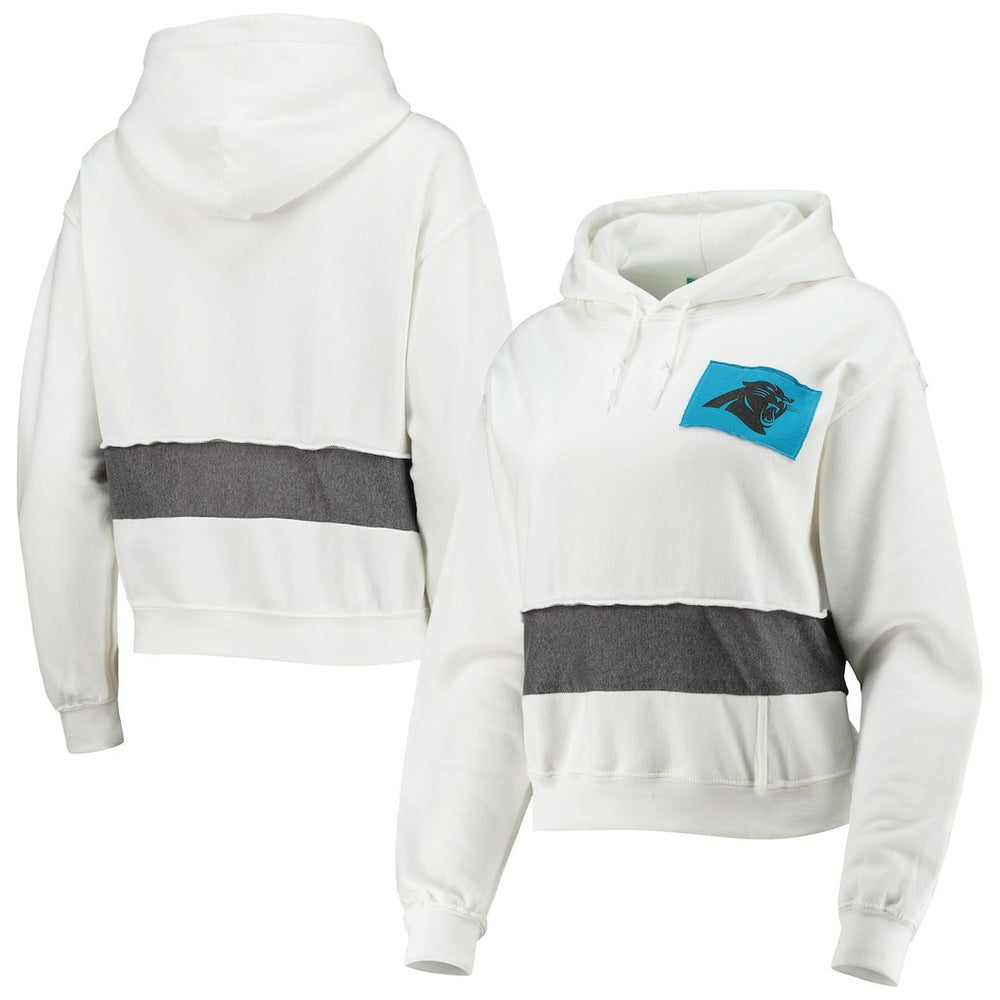 Carolina Panthers Refried Apparel Women's Sustainable Crop Dolman Pullover Hoodie - White Hoodies