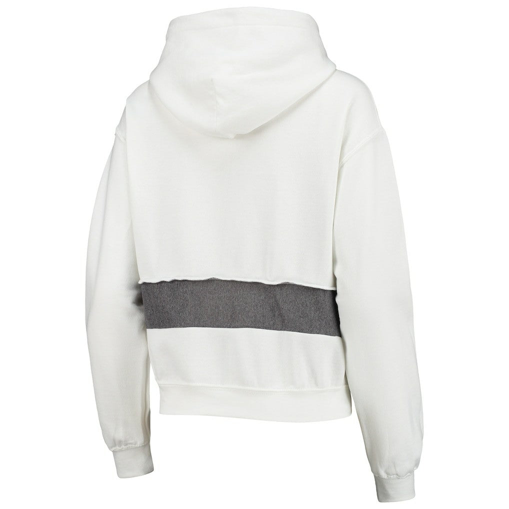Carolina Panthers Refried Apparel Women's Sustainable Crop Dolman Pullover Hoodie - White Hoodies