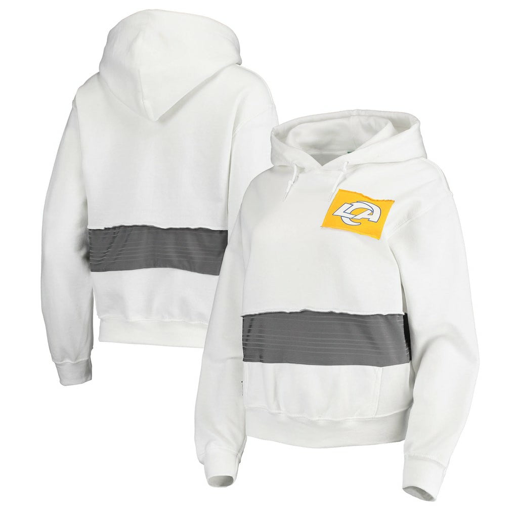 Los Angeles Rams Refried Apparel Women's Sustainable Crop Dolman Pullover Hoodie - White Hoodies