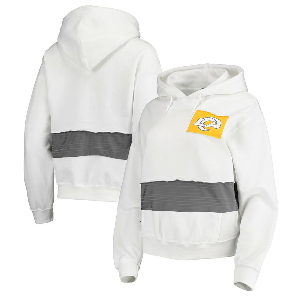 Los Angeles Rams Refried Apparel Women's Sustainable Crop Dolman Pullover Hoodie - White Hoodies