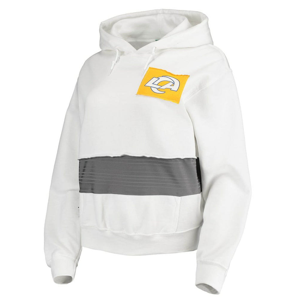 Los Angeles Rams Refried Apparel Women's Sustainable Crop Dolman Pullover Hoodie - White Hoodies