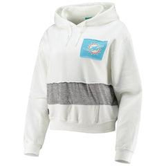 Miami Dolphins Refried Apparel Women's Sustainable Crop Dolman Pullover Hoodie - White Hoodies