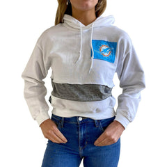 Miami Dolphins Refried Apparel Women's Sustainable Crop Dolman Pullover Hoodie - White Hoodies