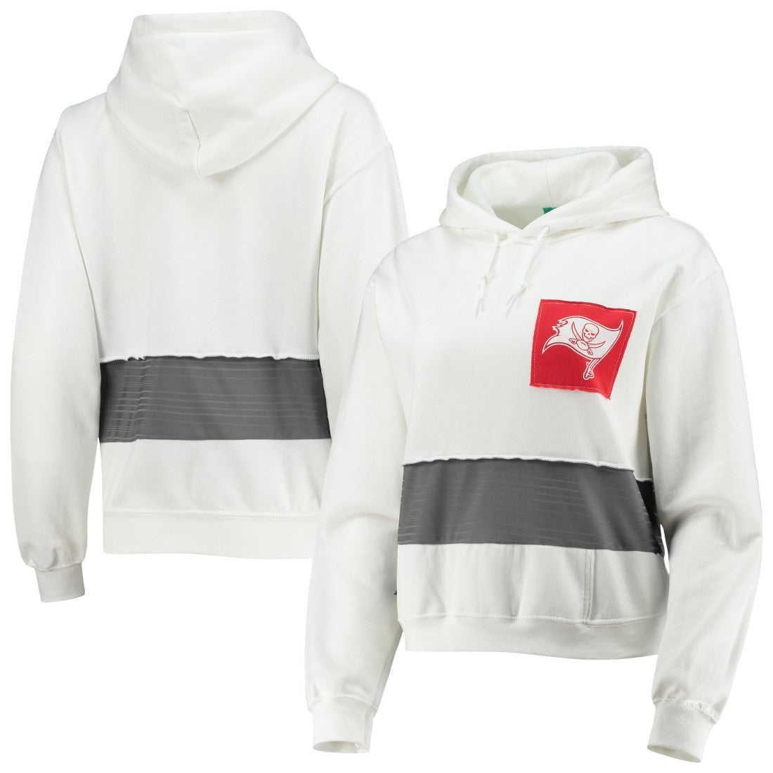 Tampa Bay Buccaneers Refried Apparel Women's Sustainable Crop Dolman Pullover Hoodie - White Hoodies