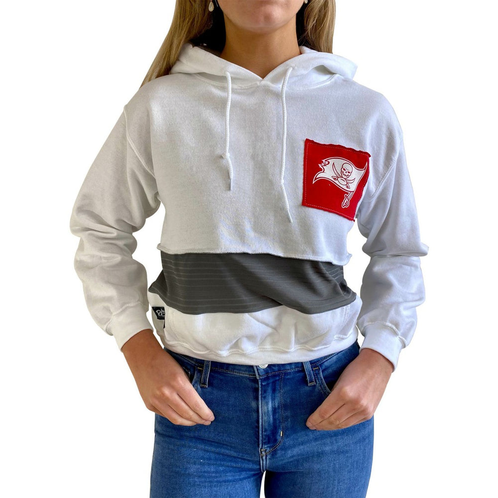Tampa Bay Buccaneers Refried Apparel Women's Sustainable Crop Dolman Pullover Hoodie - White Hoodies