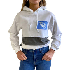 Tennessee Titans Refried Apparel Women's Sustainable Crop Dolman Pullover Hoodie - White Hoodies