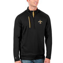 New Orleans Saints Antigua Generation Quarter-Zip Pullover Jacket - Black/Gold Pullover