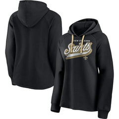 New Orleans Saints Women's First Contact Raglan Pullover Hoodie - Black Hoodies