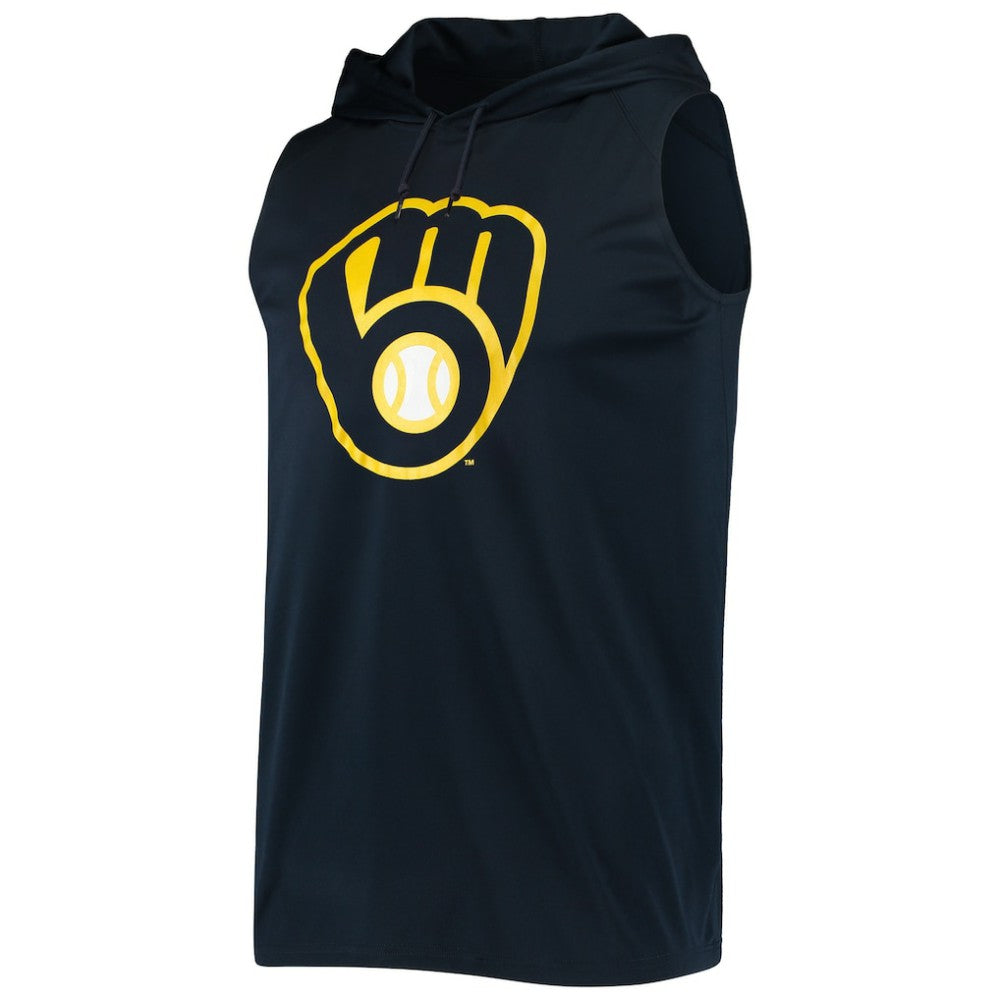 Milwaukee Brewers Stitches Sleeveless Pullover Hoodie - Navy Hoodies
