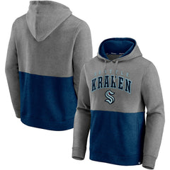 Seattle Kraken Fanatics Block Party Classic Arch Signature Pullover Hoodie - Heathered Gray/Deep Sea Blue | US 4193812