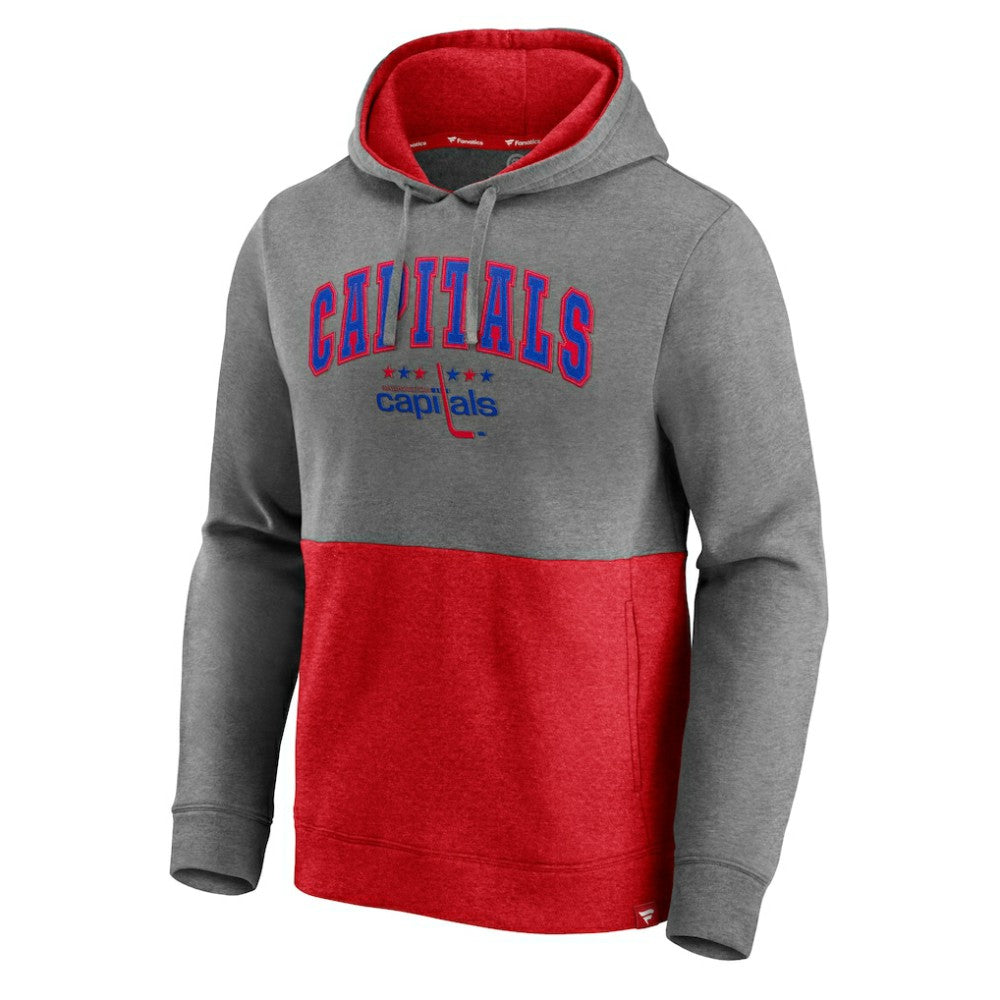 Washington Capitals Fanatics Block Party Classic Arch Signature Pullover Hoodie - Heathered Gray/Red | US 4193814