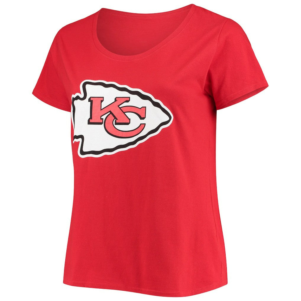 Travis Kelce Kansas City Chiefs Women's Plus Size Fair Catch Name & Number Scoop Neck T-Shirt - Red T-shirts