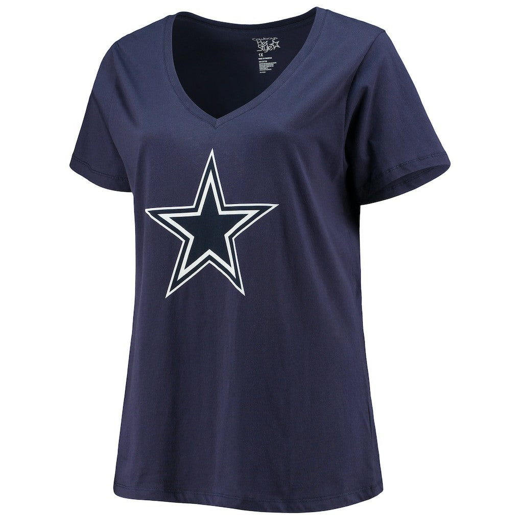Dak Prescott Dallas Cowboys Women's Plus Size Fair Catch Name & Number V-Neck T-Shirt - Navy T-shirts