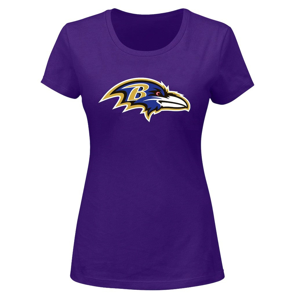 Lamar Jackson Baltimore Ravens Women's Plus Size Name & Number V-Neck T-Shirt - Purple T-shirts